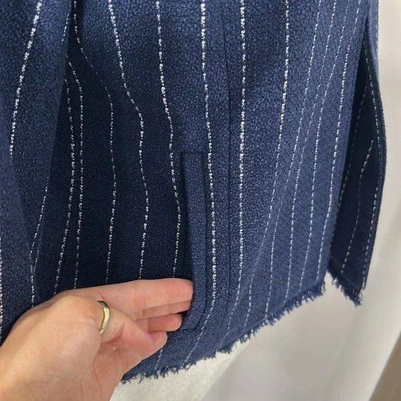 nwt // banana republic collarless stripe blazer with fringe - Picture 8 of 13